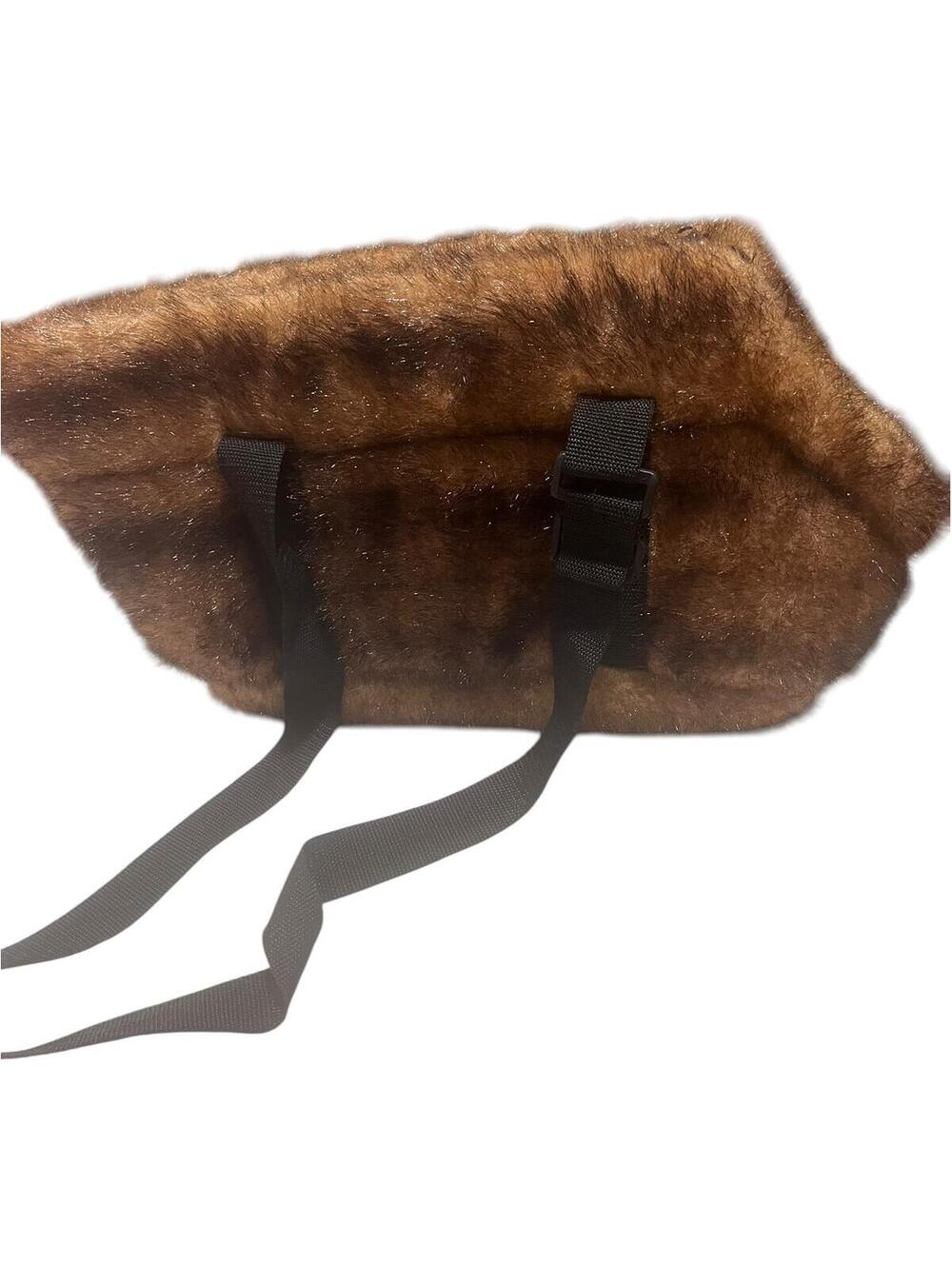 Vintage Y2K Faux Fur Messenger Bag - Brown Shag Animal Print